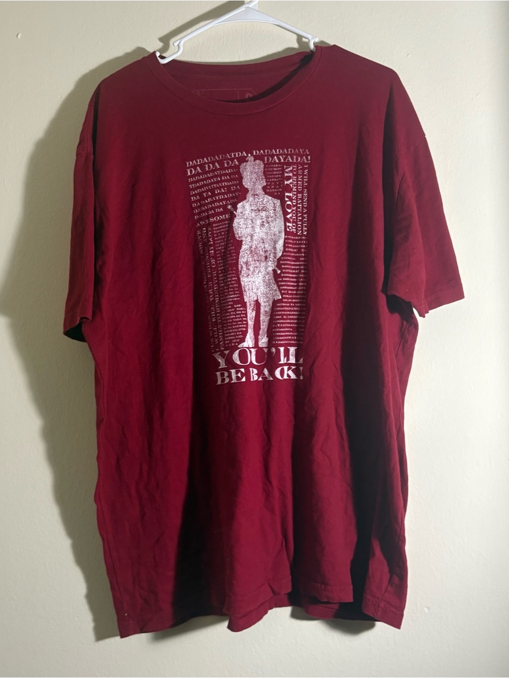 Men's Red Hamilton Musical King George III You’ll Be Back Lyric Shirt Size XXL